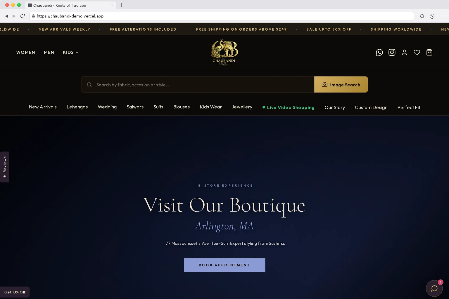 Chaubandi Boutique website