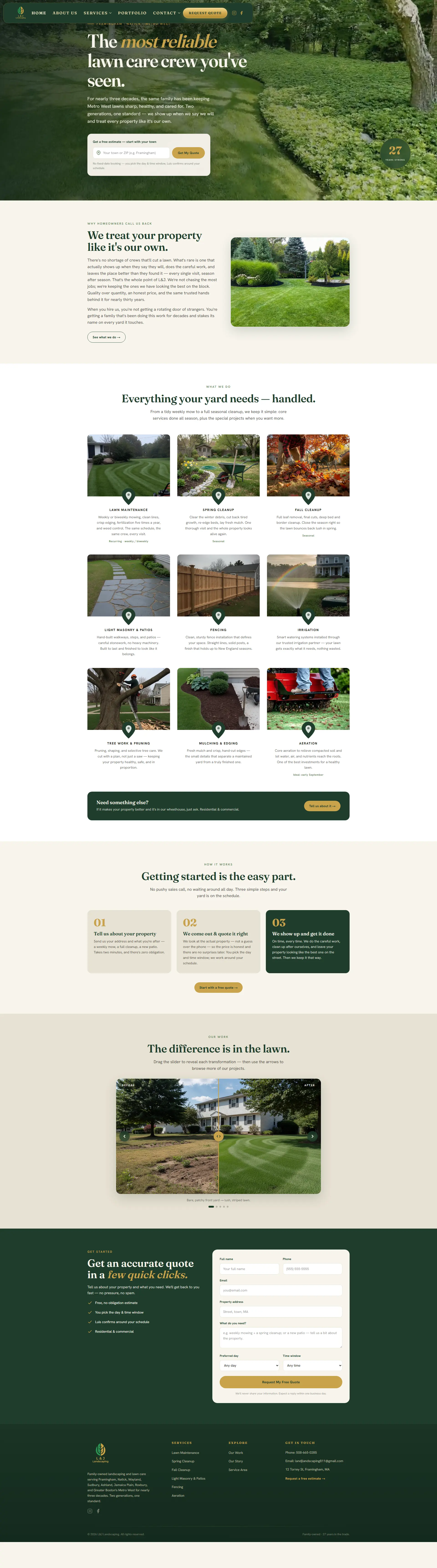 L&J Landscaping website